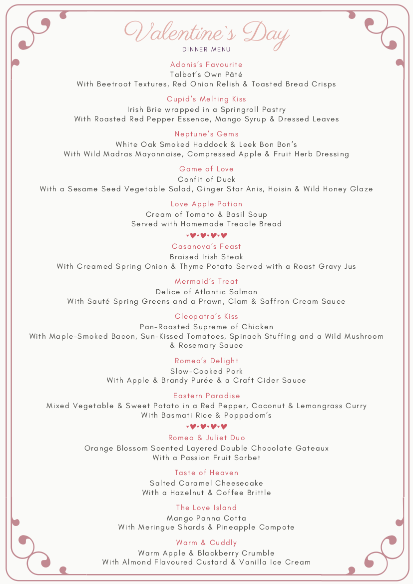 valentines 2022 menu